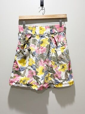 No Boundaries Vintage Floral Paperbag Baggy High Waisted Colorful Tropical Short
